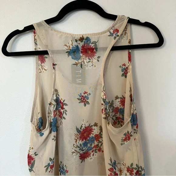 Timing Women's Sheer Sleeveless Racerback Cream Floral Tank Top Size L NWT - Picture 7 of 8